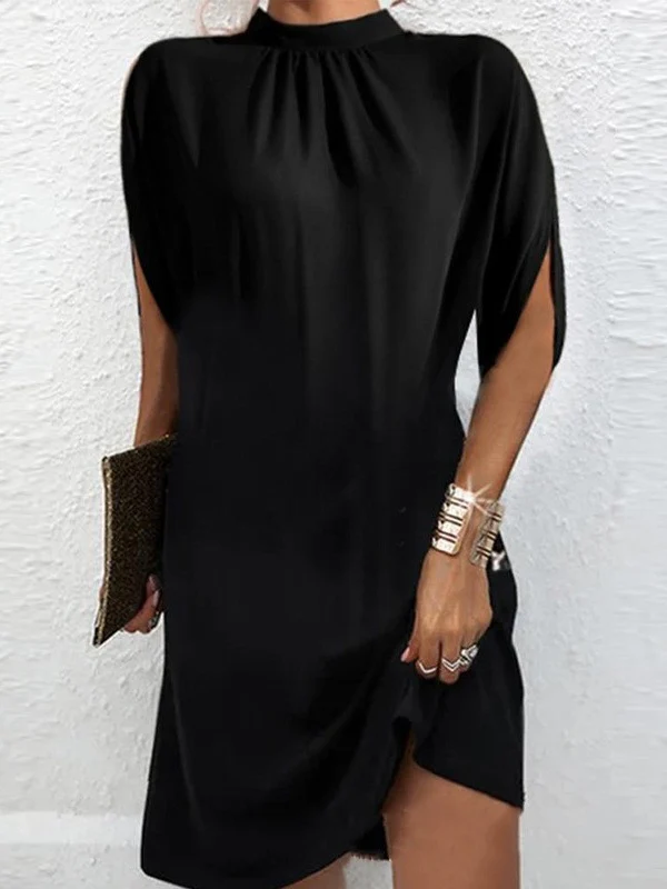 Round Neck Loose Batwing Sleeve Short Dress - Image 2