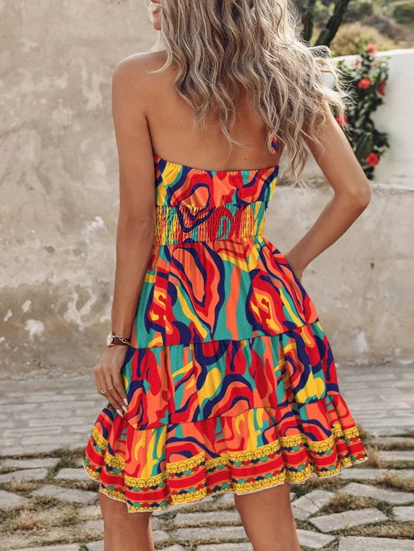Sexy Off-shoulder Halter Neck Short Dress - Image 4