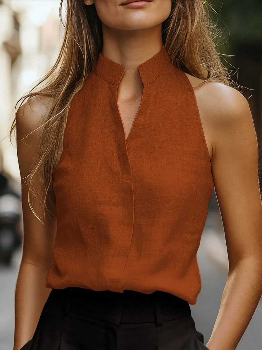 Stand-up Collar Sleeveless Vest - Image 3