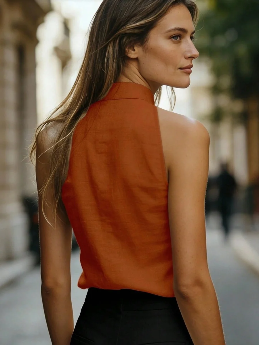 Stand-up Collar Sleeveless Vest - Image 4