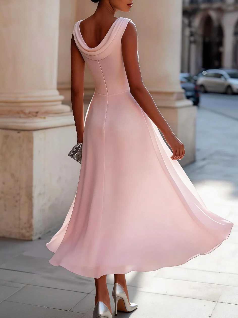 Sleeveless, Fitted Waist, Slimming, Full Skirt Midi Dress - Image 6