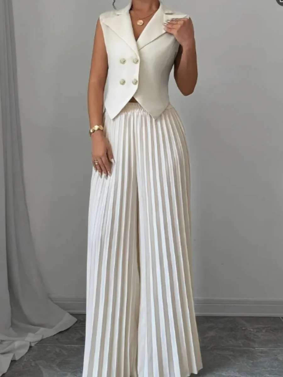 Pleated Pants Vest Grace Commuting Set 2-piece Sets