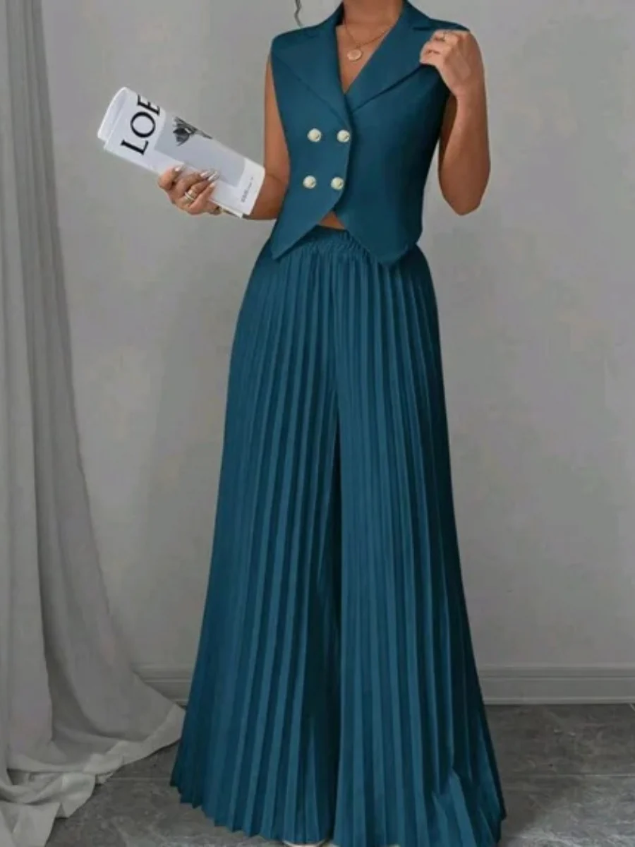 Pleated Pants Vest Grace Commuting Set 2-piece Sets - Image 12