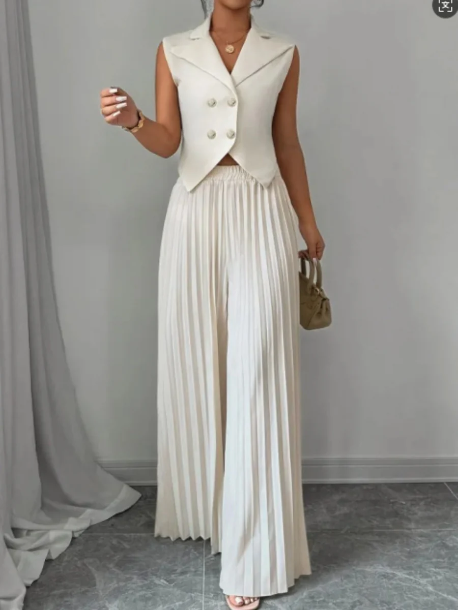 Pleated Pants Vest Grace Commuting Set 2-piece Sets - Image 5