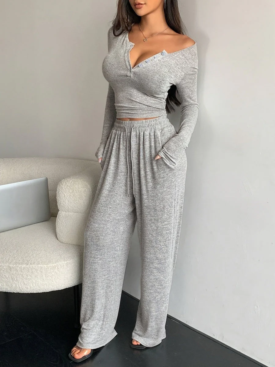 Lace Trim Slim 2-piece Sets - Image 3
