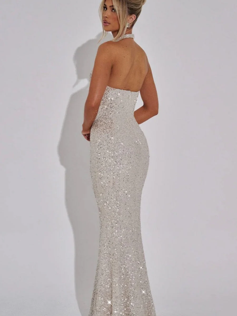 Sequin Backless Mermaid Maxi Dress - Image 5