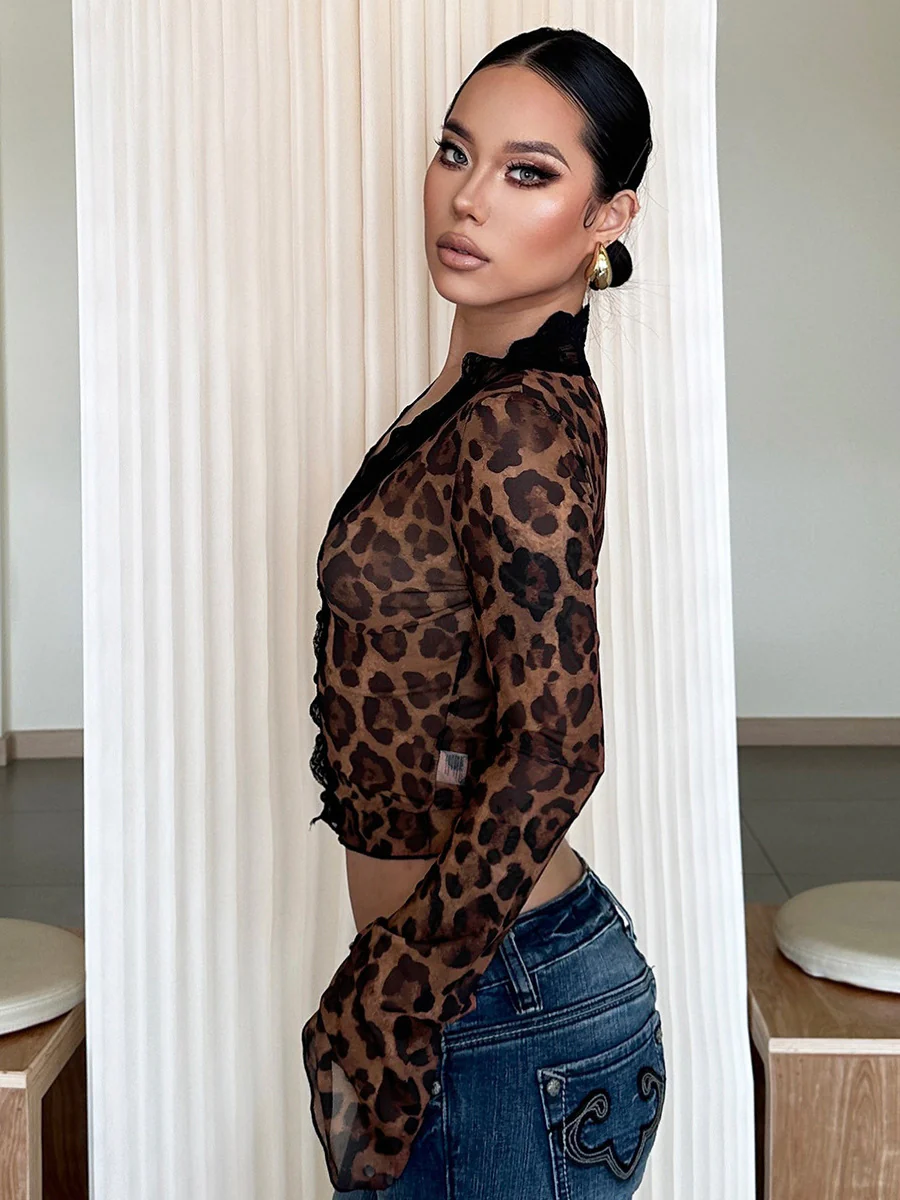 Animal Print Lace Top - Image 3