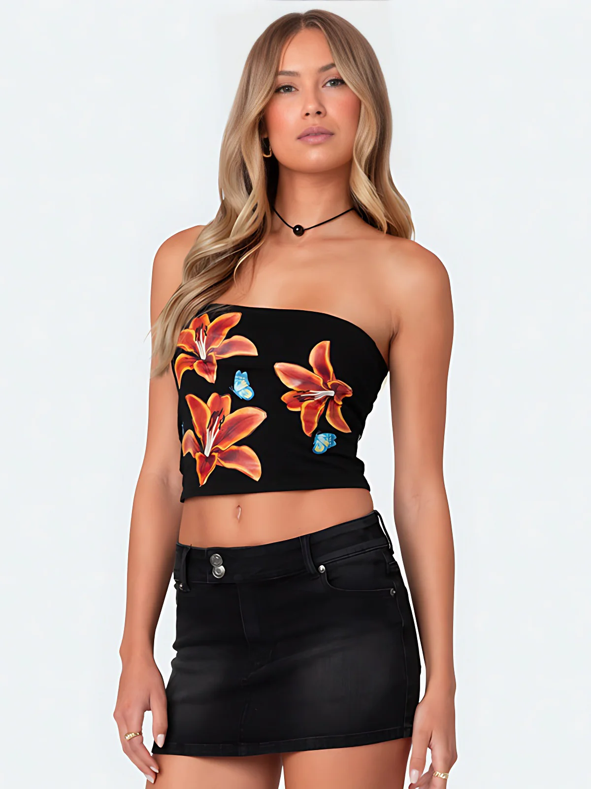 Floral Print Cropped Top - Image 2