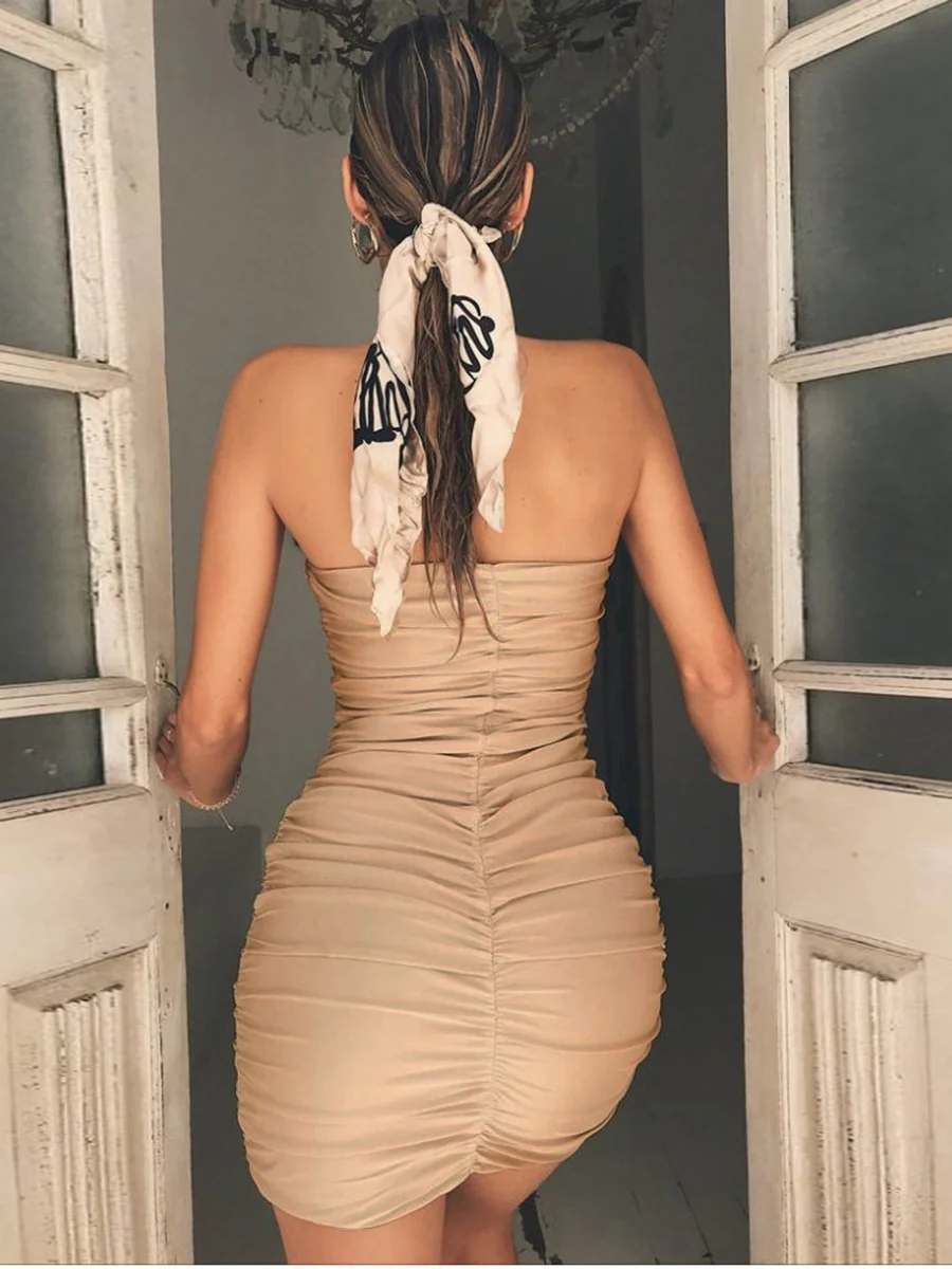 Strapless Nightclub Pleated Bodycon Mini Dress - Image 5