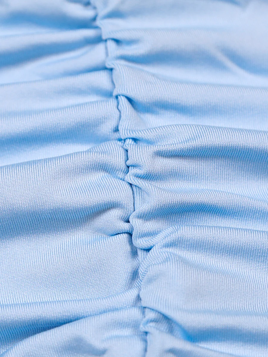Hollow-out Pleated Puff Sleeve Bodycon Mini Dress - Image 15