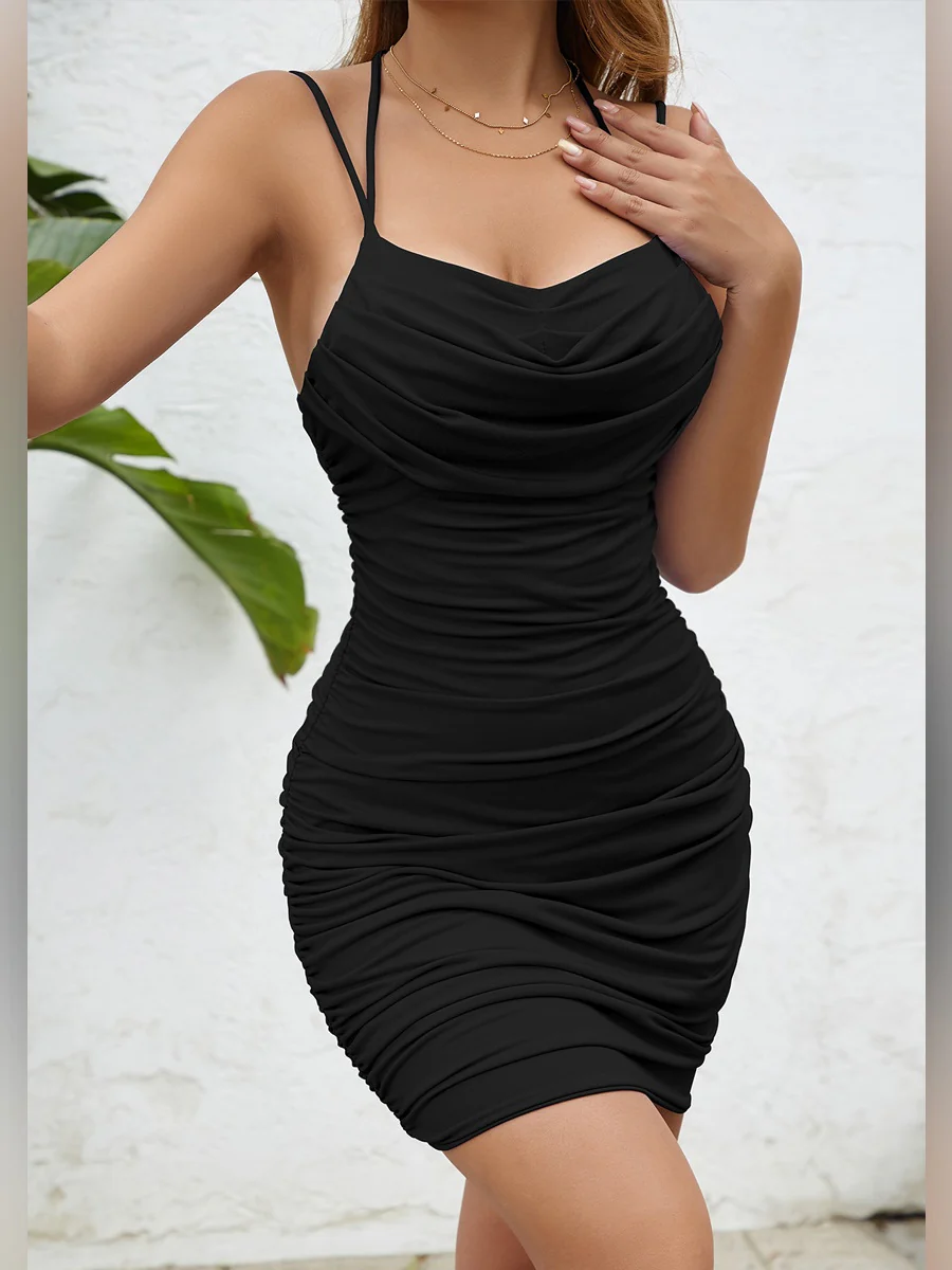 Sexy Short Dress With Ruffled Shoulder Straps - Image 15