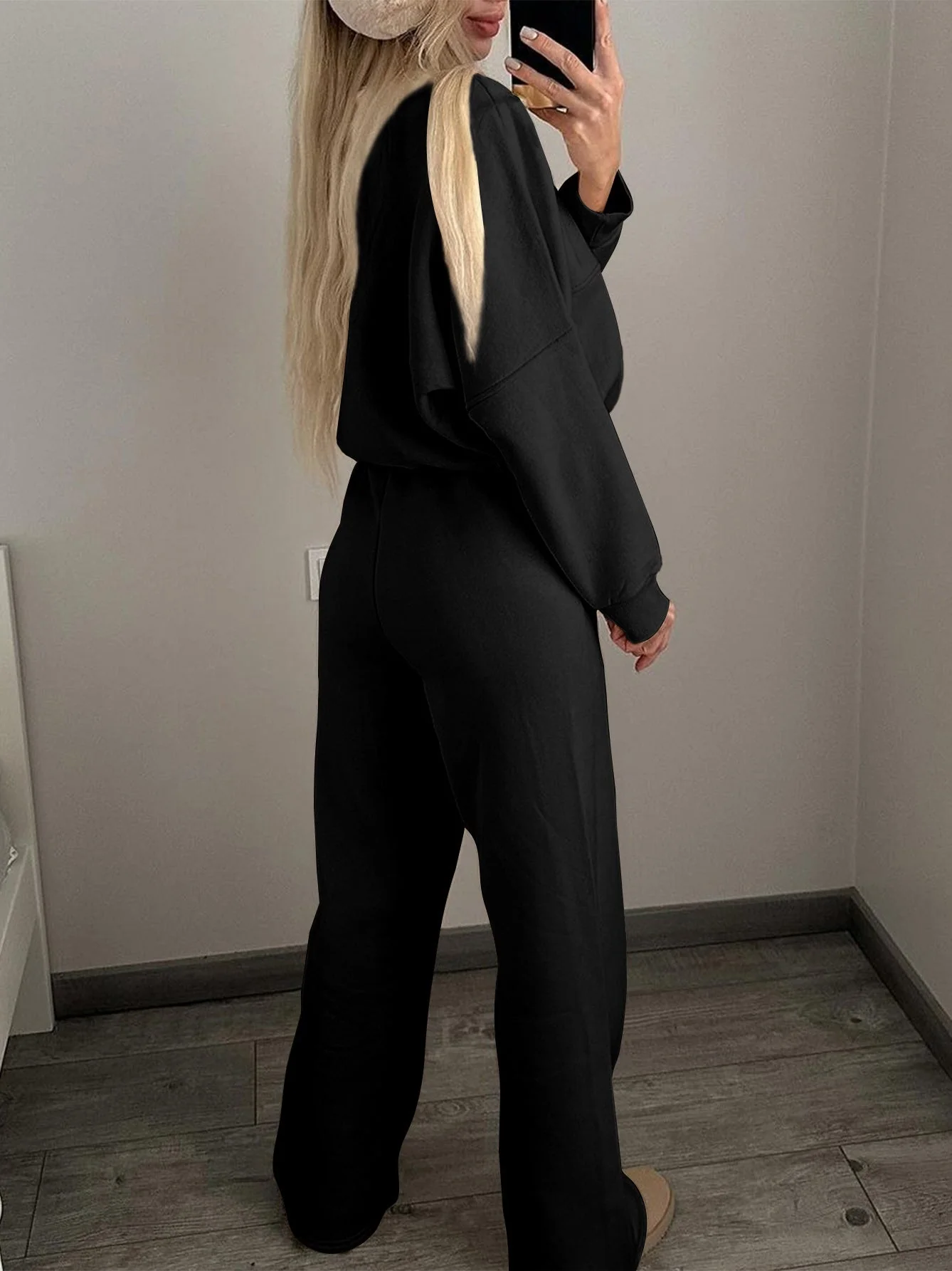 Sporty Style Long-sleeved Jacket Solid Color Trousers Two-piece Set - Image 14