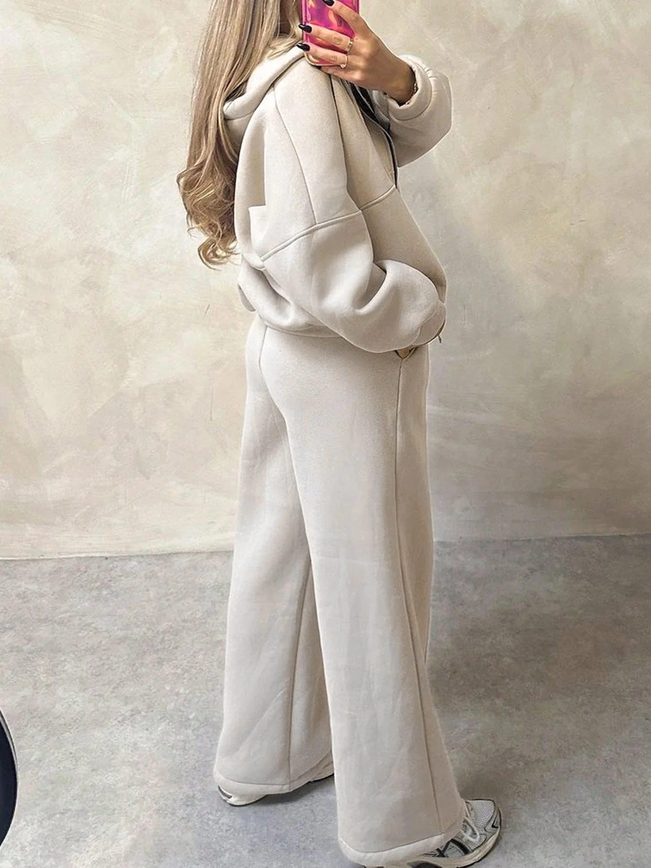 Sporty Style Long-sleeved Jacket Solid Color Trousers Two-piece Set - Image 3