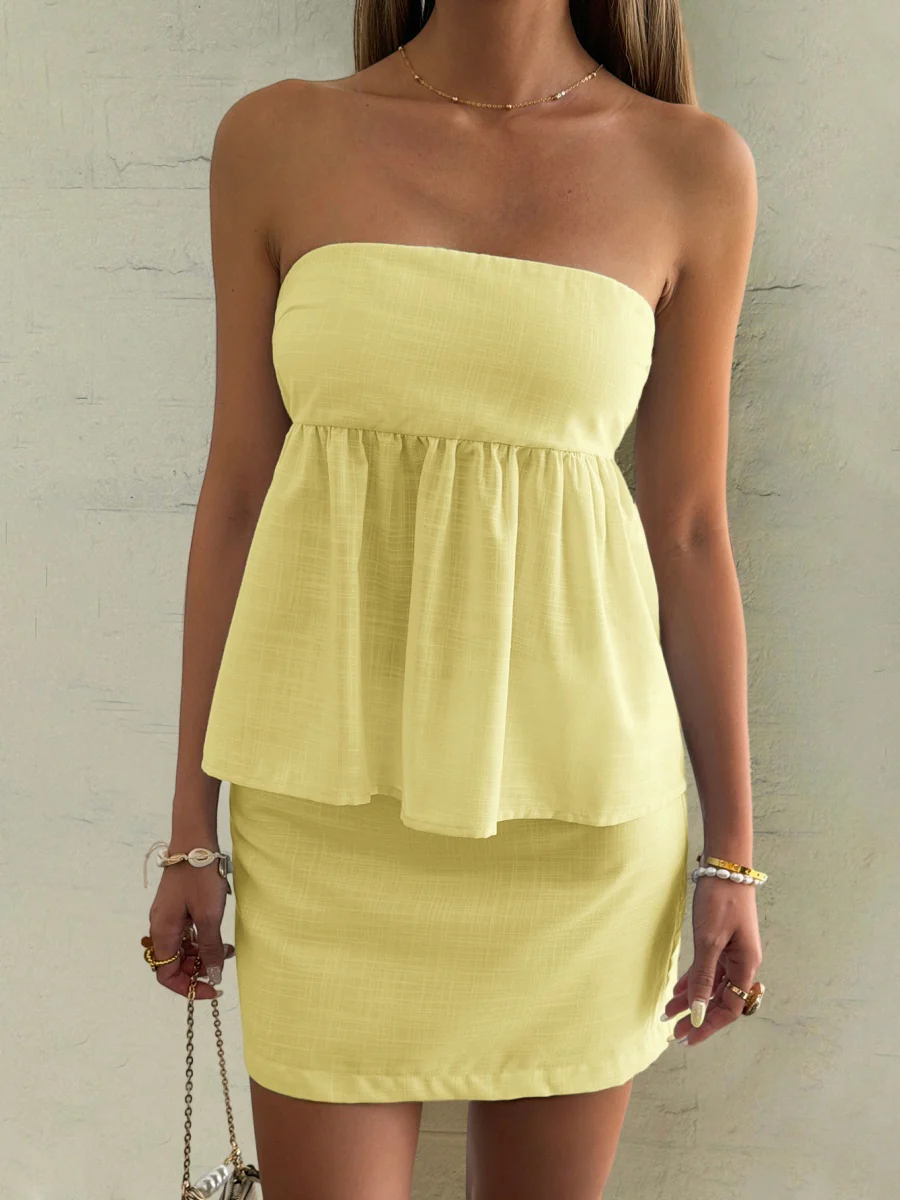 Vacation Strapless Short Dress Two-piece Set - Image 14