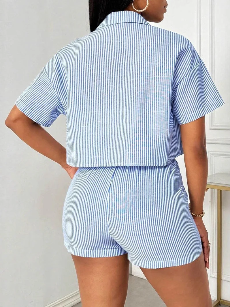 Stripes Shirt&Short 2-piece Sets - Image 2