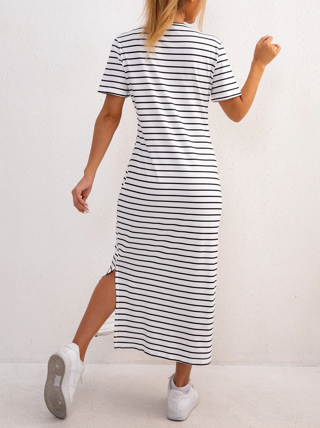 Stripes Slit Maxi Dresses - Image 4