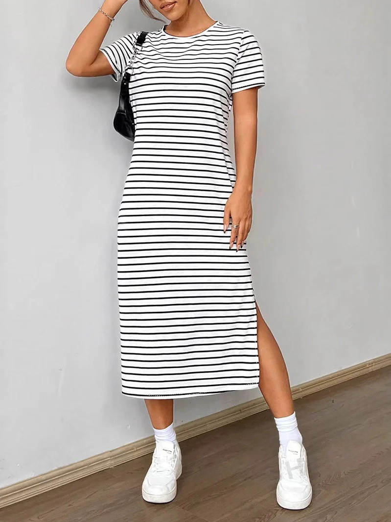 Stripes Slit Maxi Dresses - Image 5