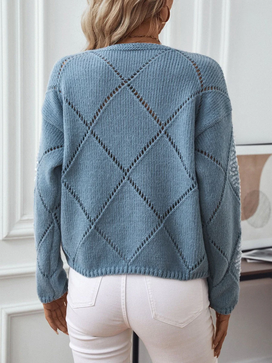 Hollow Diamond Sequins Loose Sweaters - Image 2
