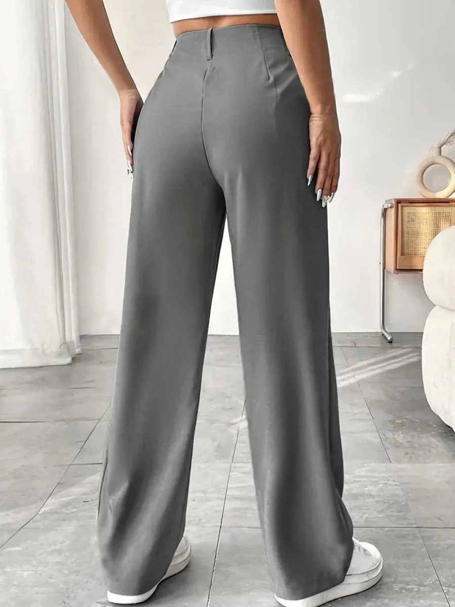 High waist Pocket Wide-leg Pants - Image 2