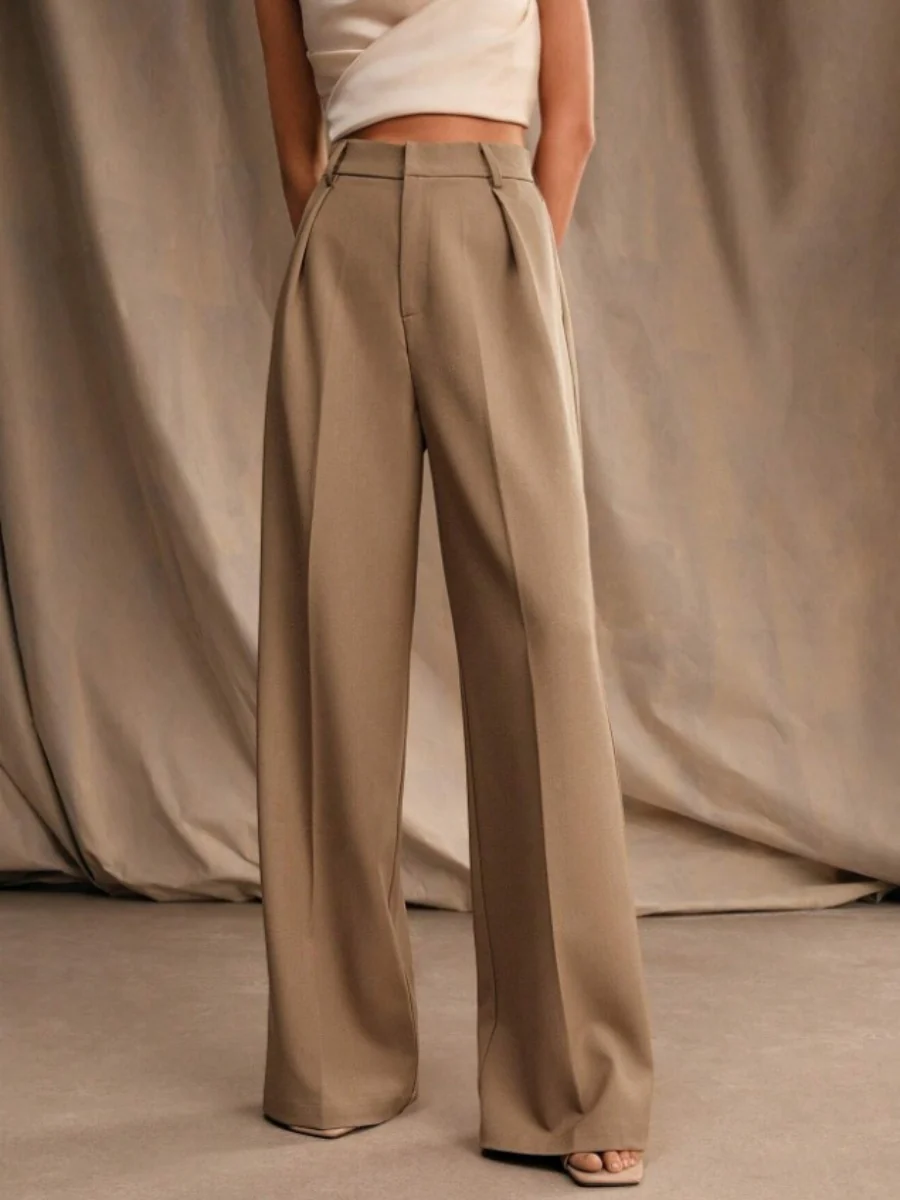 Commuting Loose High-waisted Straight Wide-leg Trousers - Image 3