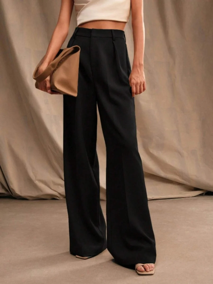 Commuting Loose High-waisted Straight Wide-leg Trousers - Image 5