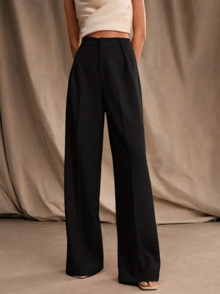 Commuting Loose High-waisted Straight Wide-leg Trousers - Image 7