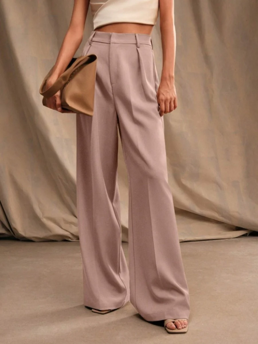 Commuting Loose High-waisted Straight Wide-leg Trousers - Image 9