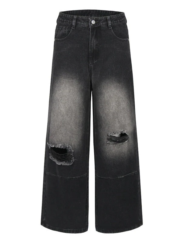 Liber Autumn Neutral wear Hole Jeans - Image 3