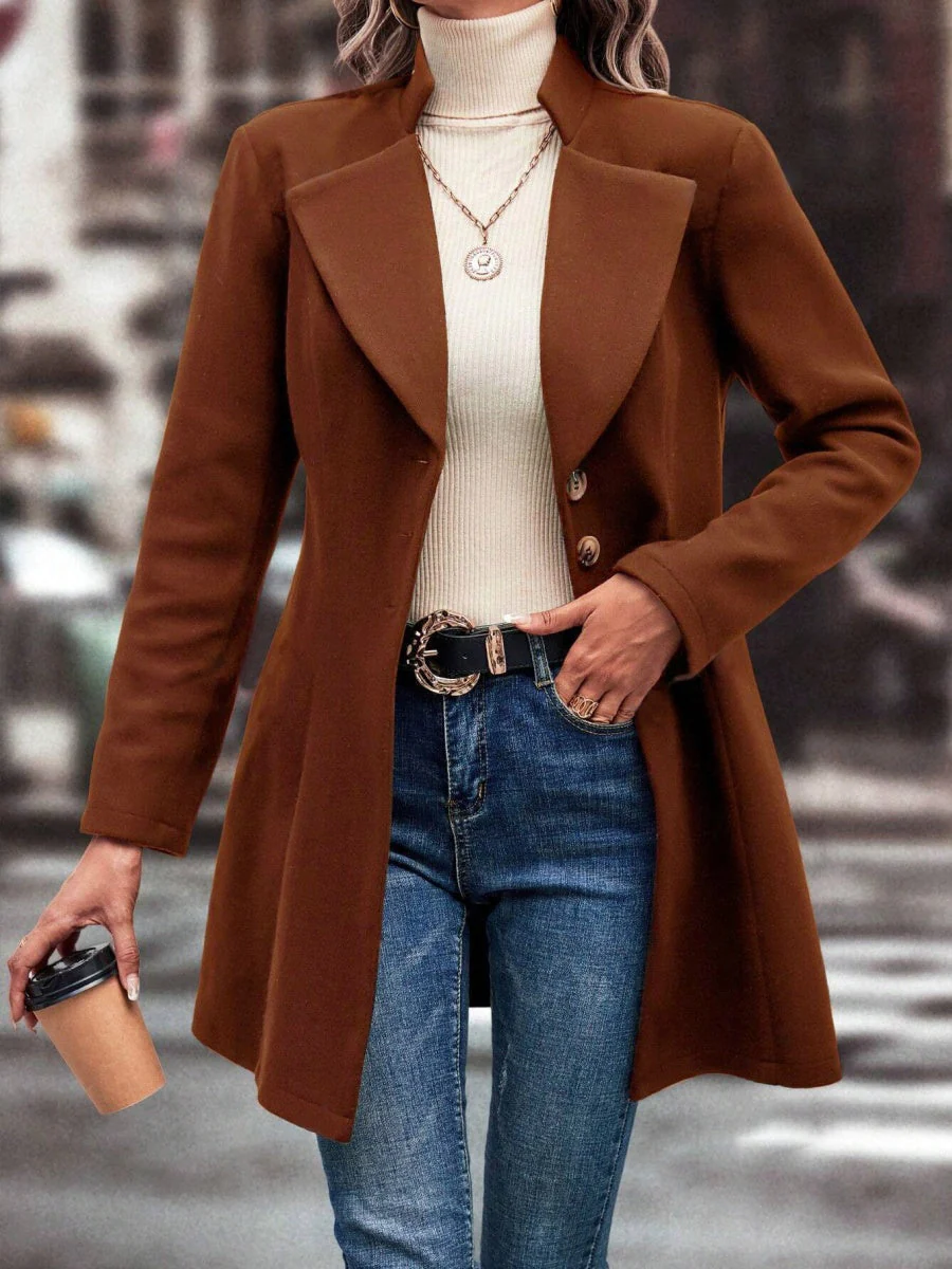 Lapel Slim Fit Woolen Cloth Draping Coats - Image 4