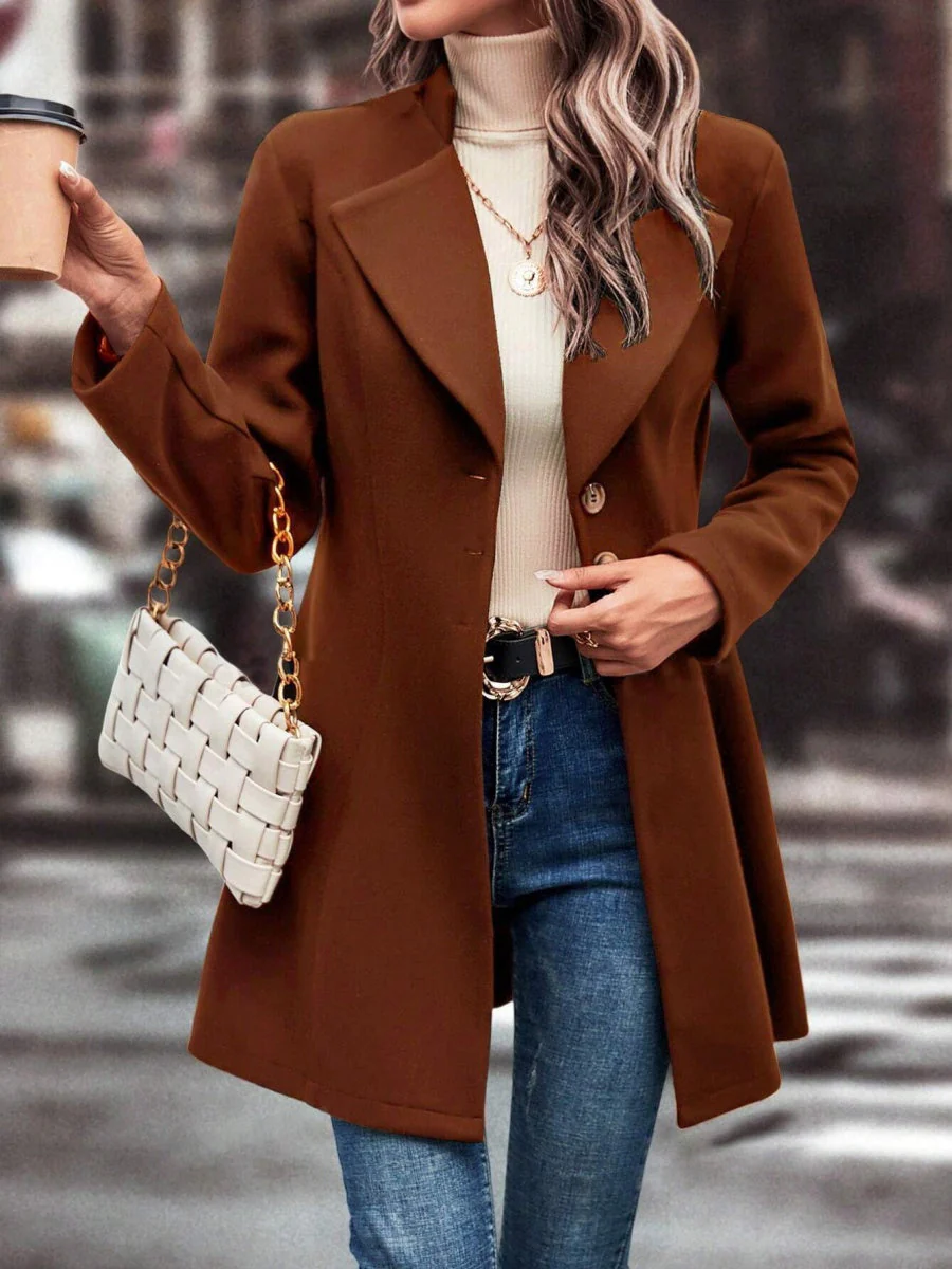 Lapel Slim Fit Woolen Cloth Draping Coats - Image 5