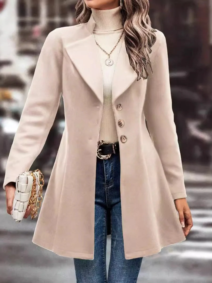 Lapel Slim Fit Woolen Cloth Draping Coats - Image 6