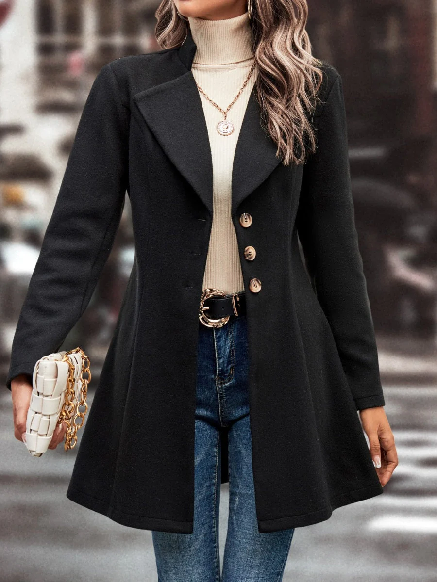 Lapel Slim Fit Woolen Cloth Draping Coats - Image 7