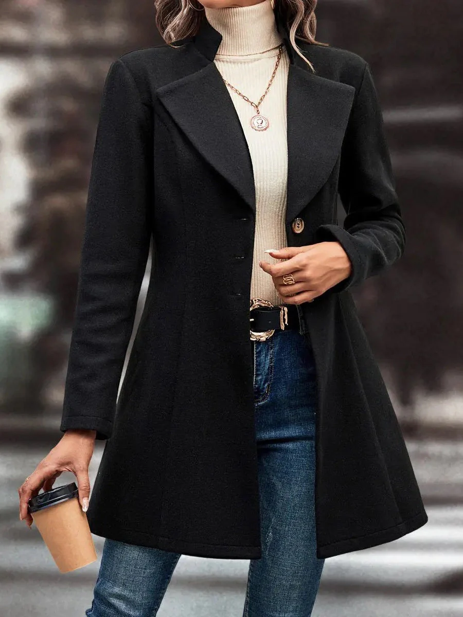 Lapel Slim Fit Woolen Cloth Draping Coats - Image 8
