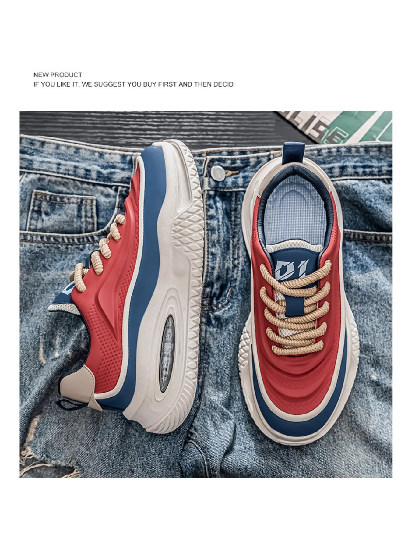 Liber Four Seasons Colorblock Thick-soled Men's Casual Sports Shoes - Image 8