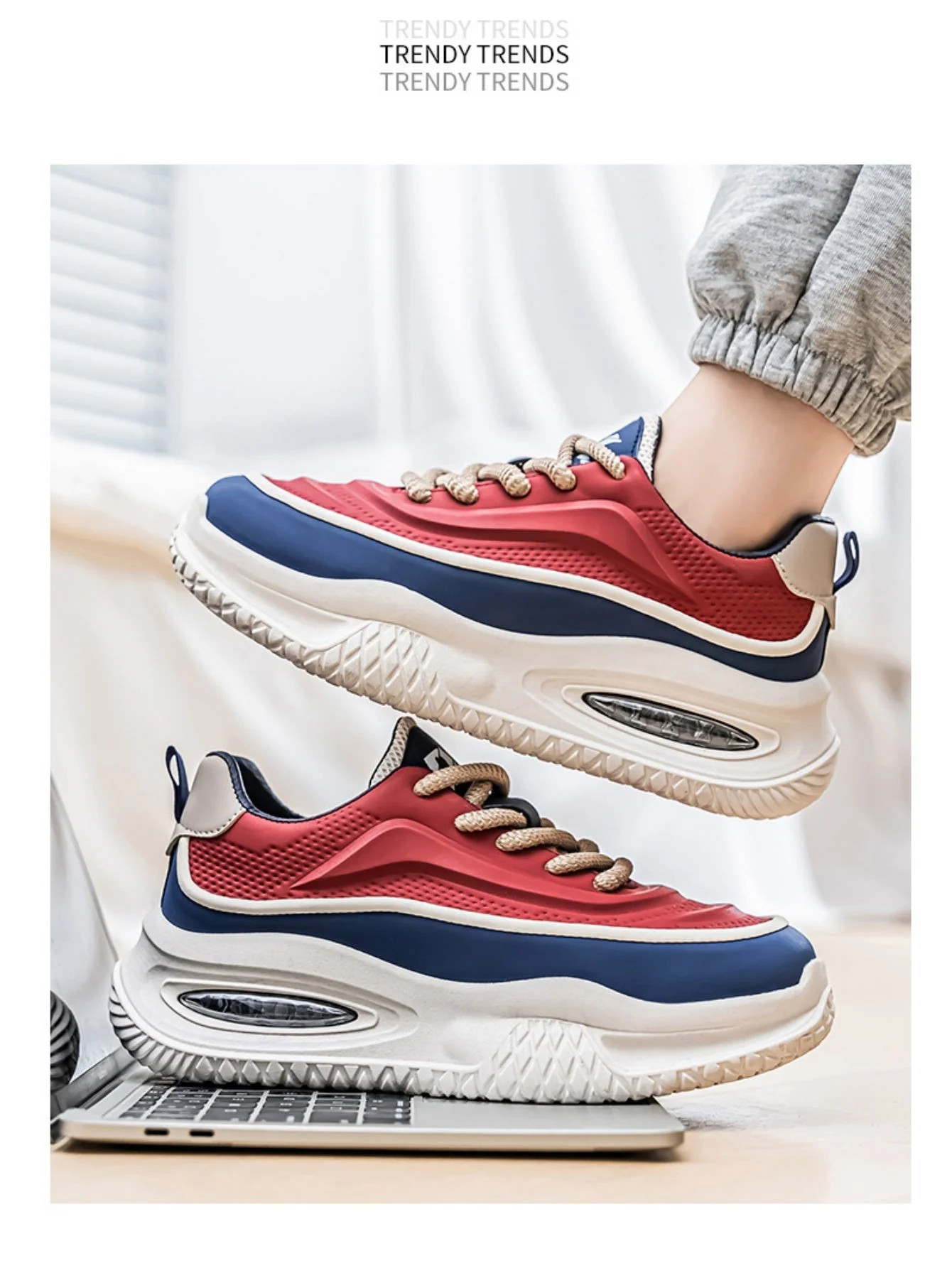 Liber Four Seasons Colorblock Thick-soled Men's Casual Sports Shoes - Image 9
