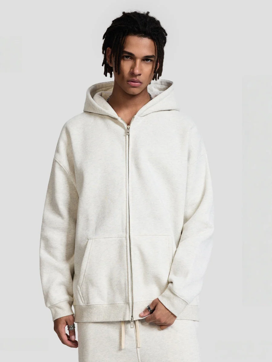 Plush Sports Loose Solid Color Zipper Hooded Sweatshirts&Hoodies Set - Image 18