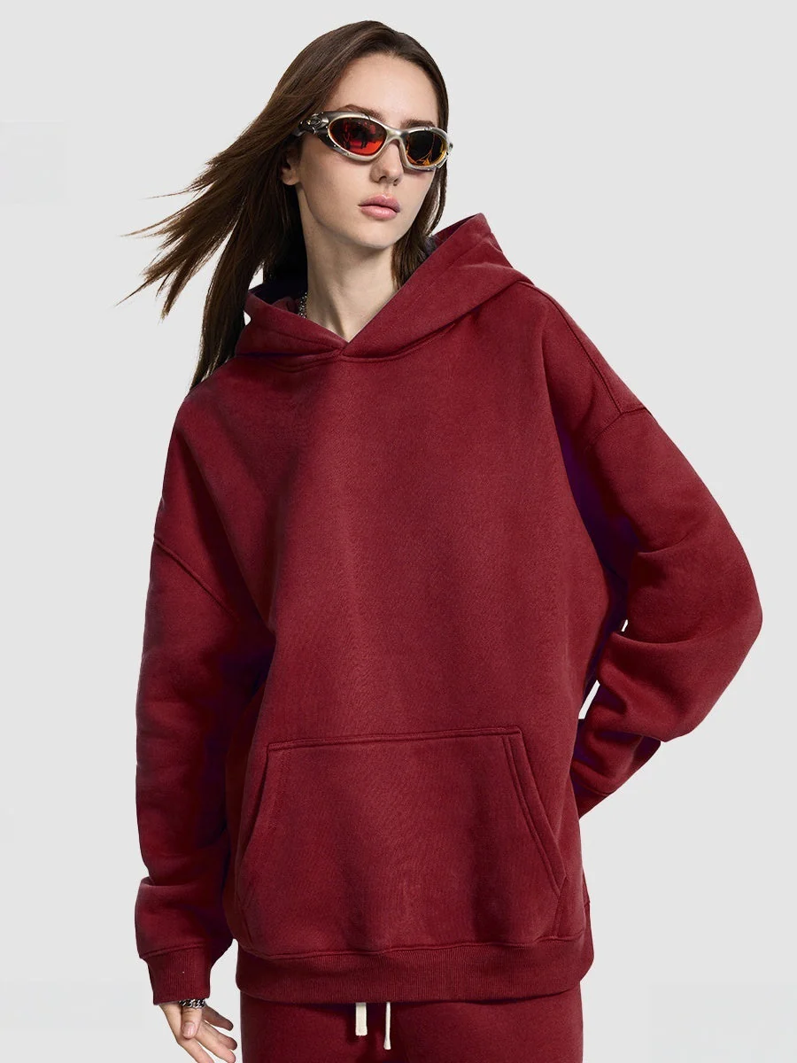 Solid Color All-match Plush Loose Hooded Hoodie Set - Image 11