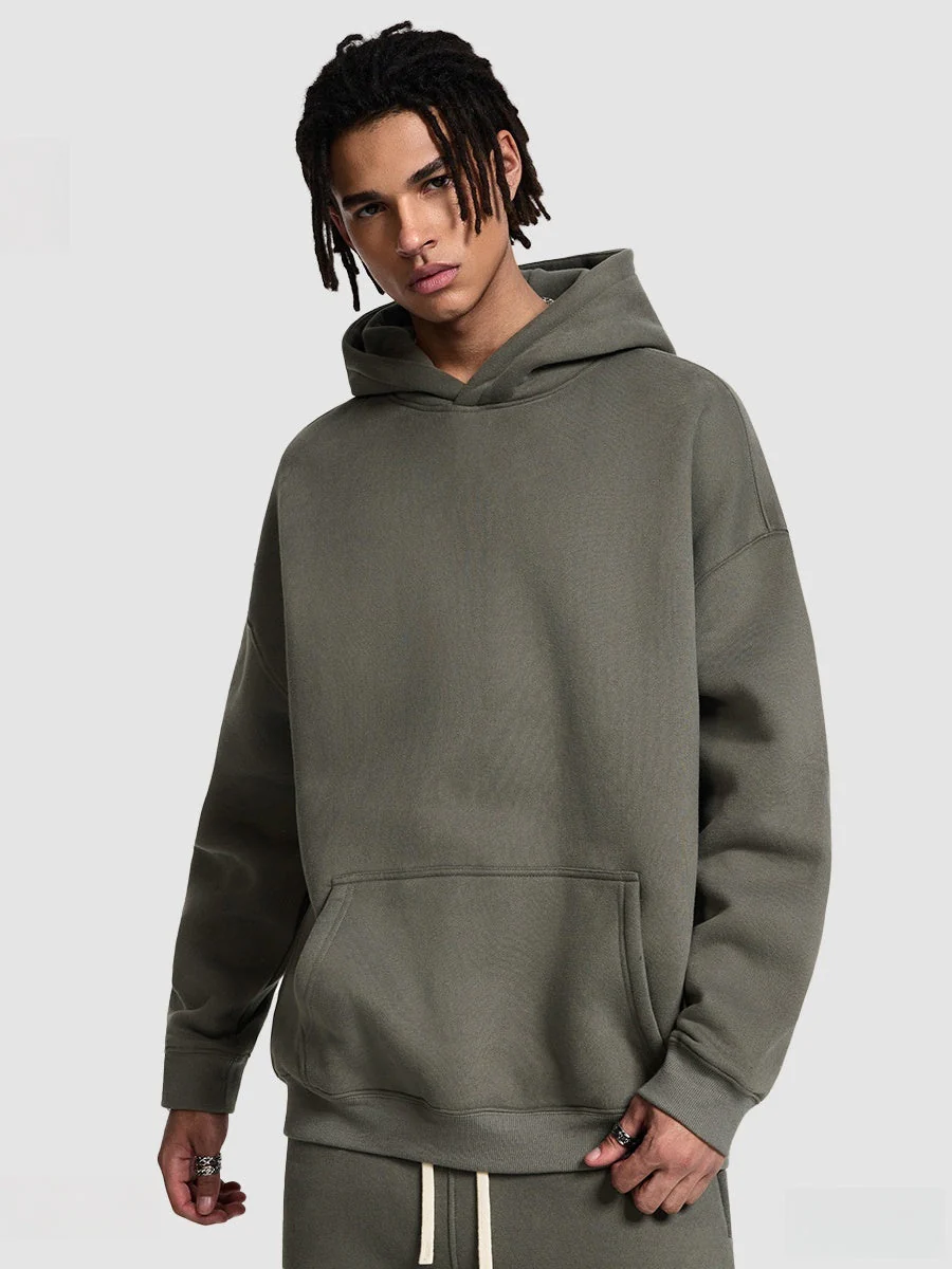 Solid Color All-match Plush Loose Hooded Hoodie Set - Image 15