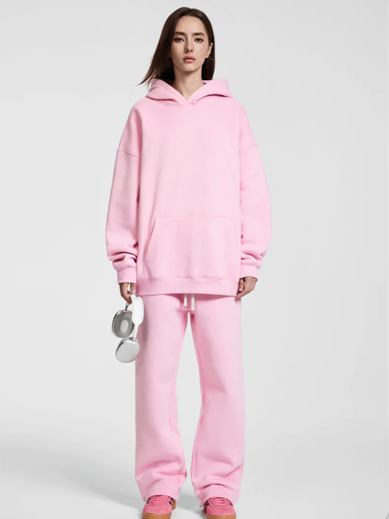 Solid Color All-match Plush Loose Hooded Hoodie Set - Image 5