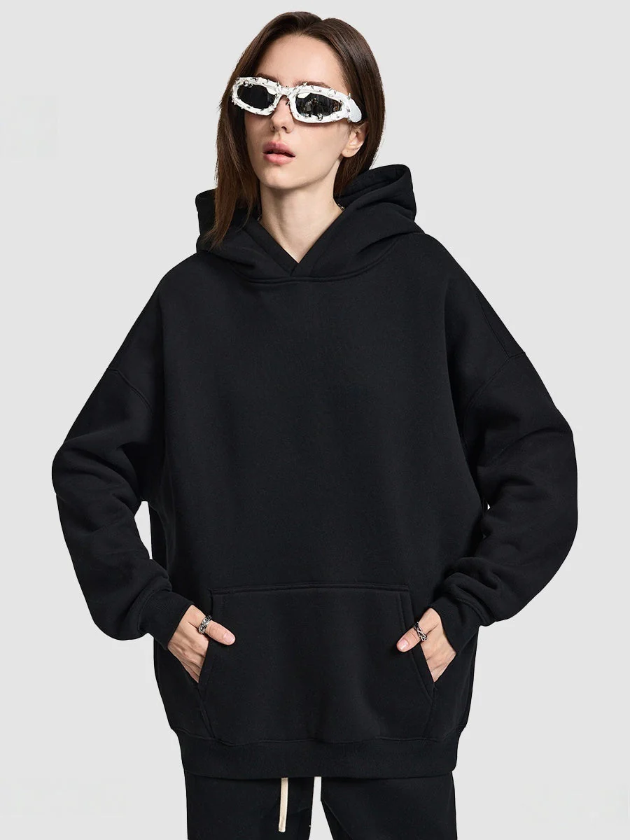 Solid Color All-match Plush Loose Hooded Hoodie Set - Image 6