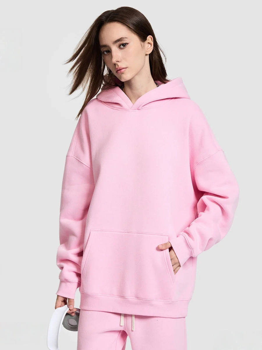 Solid Color All-match Plush Loose Hooded Hoodie Set - Image 8