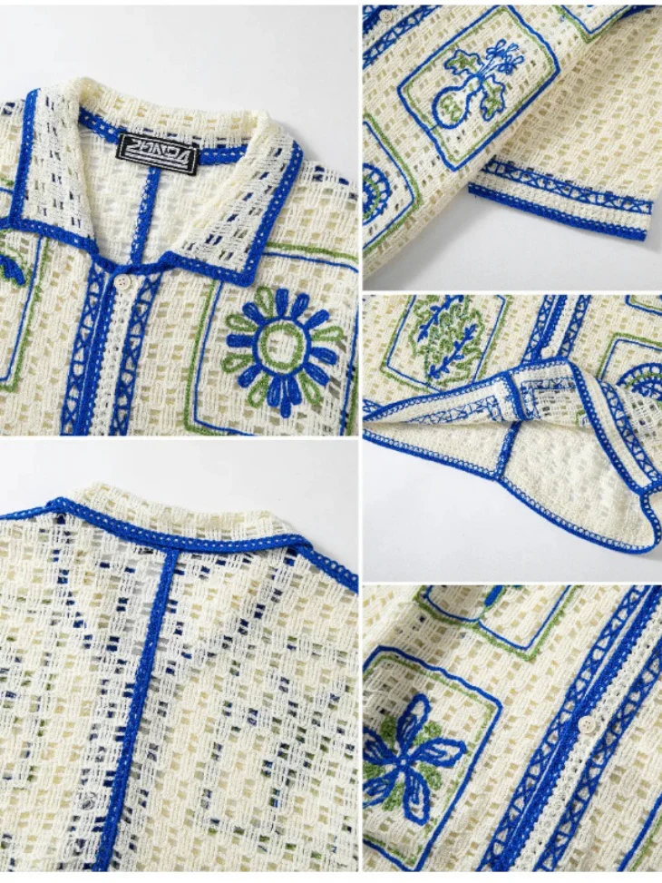 Holiday Style Crochet Hollow Knitting Polo Shirts - Image 5