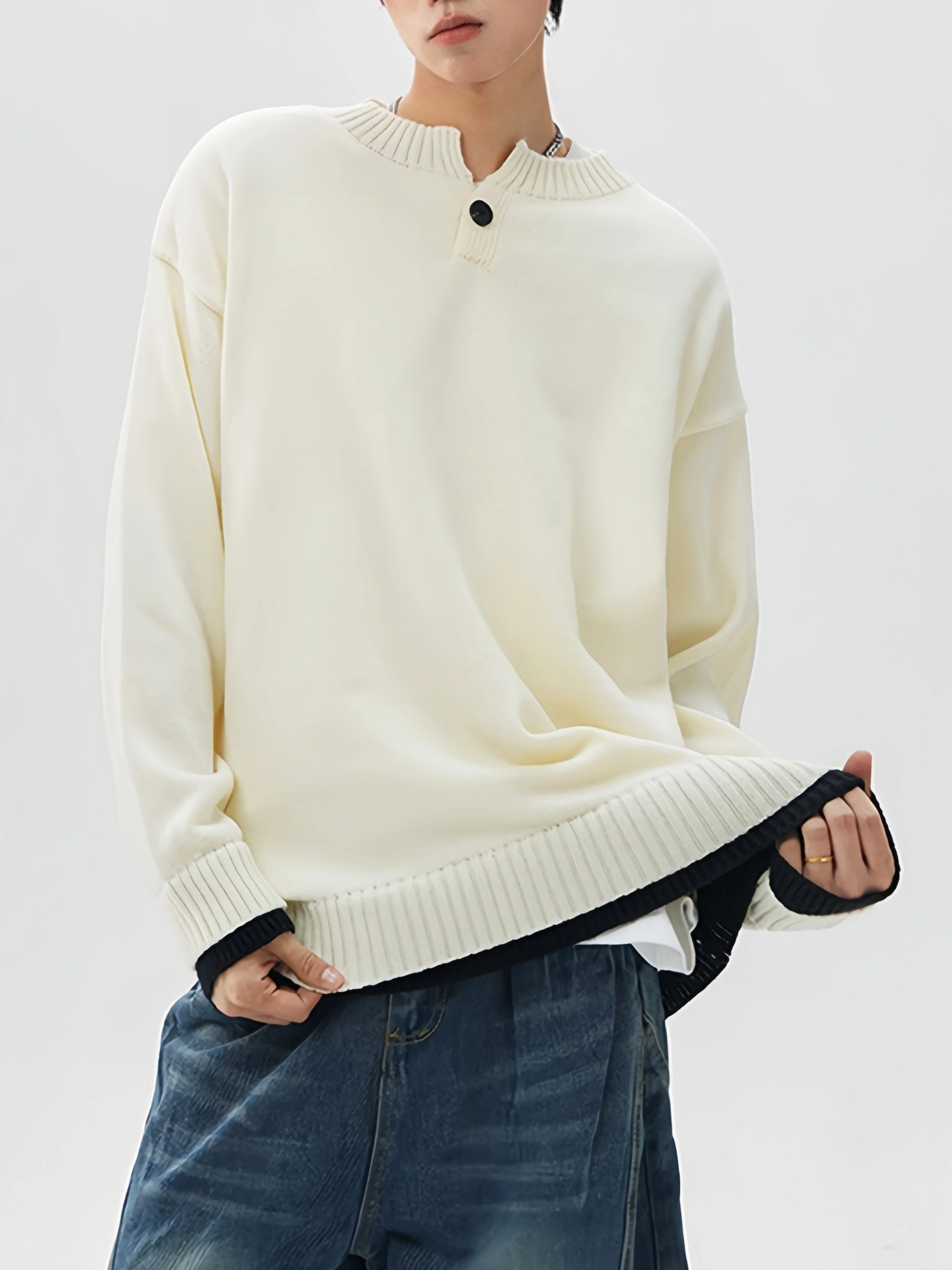 Old Money Style Leisure Solid Color V-neck Ins All-match Sweater - Image 5