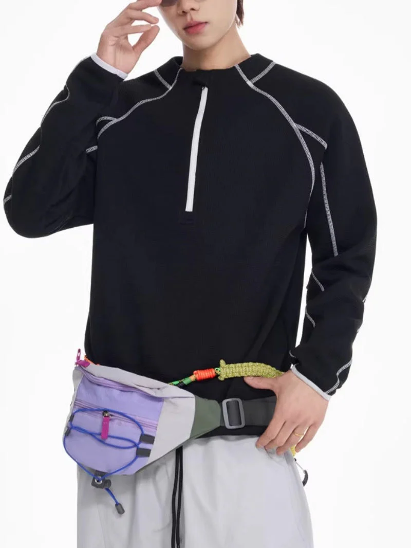 Color-blocked Line Loose-fit Sweatshirts&Hoodies - Image 5