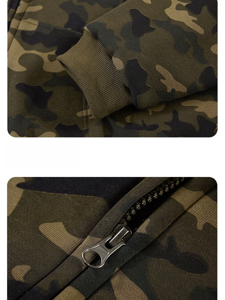 Vintage Camo Faux-Fur-Collar Hooded Jacket - Image 5