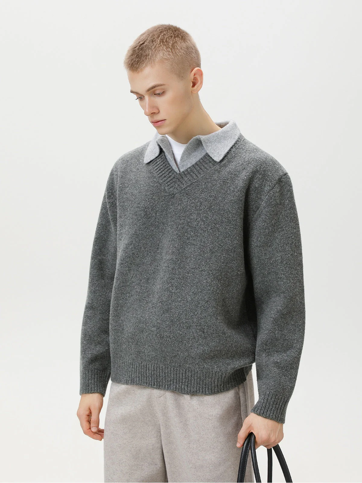 Fake two-piece lapel sweater - Image 6