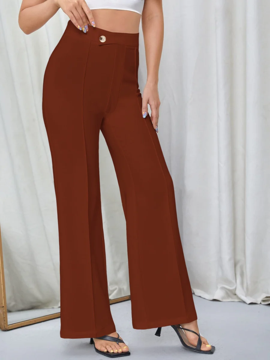 Mildly Spicy High Waist Buttons Wide-leg Pants Pants - Image 13