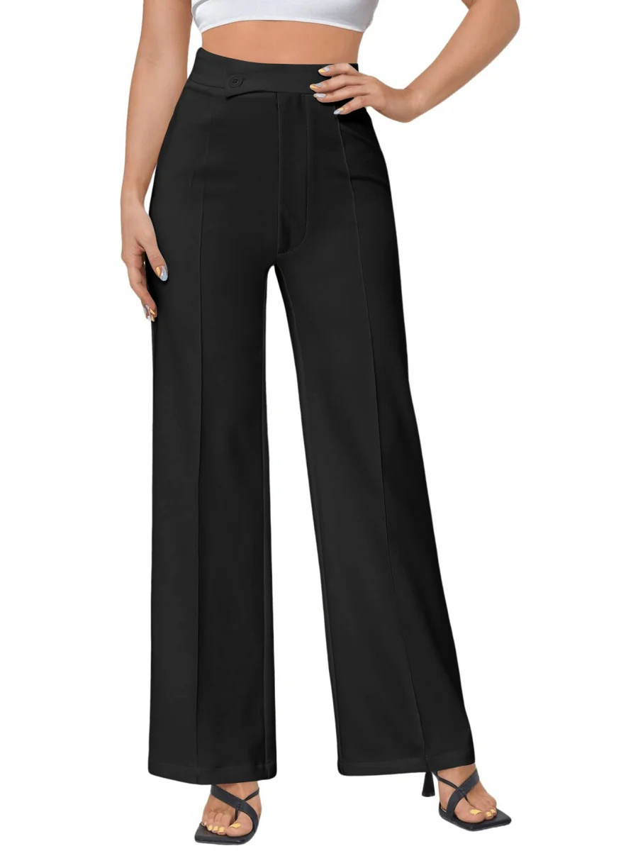 Mildly Spicy High Waist Buttons Wide-leg Pants Pants - Image 19