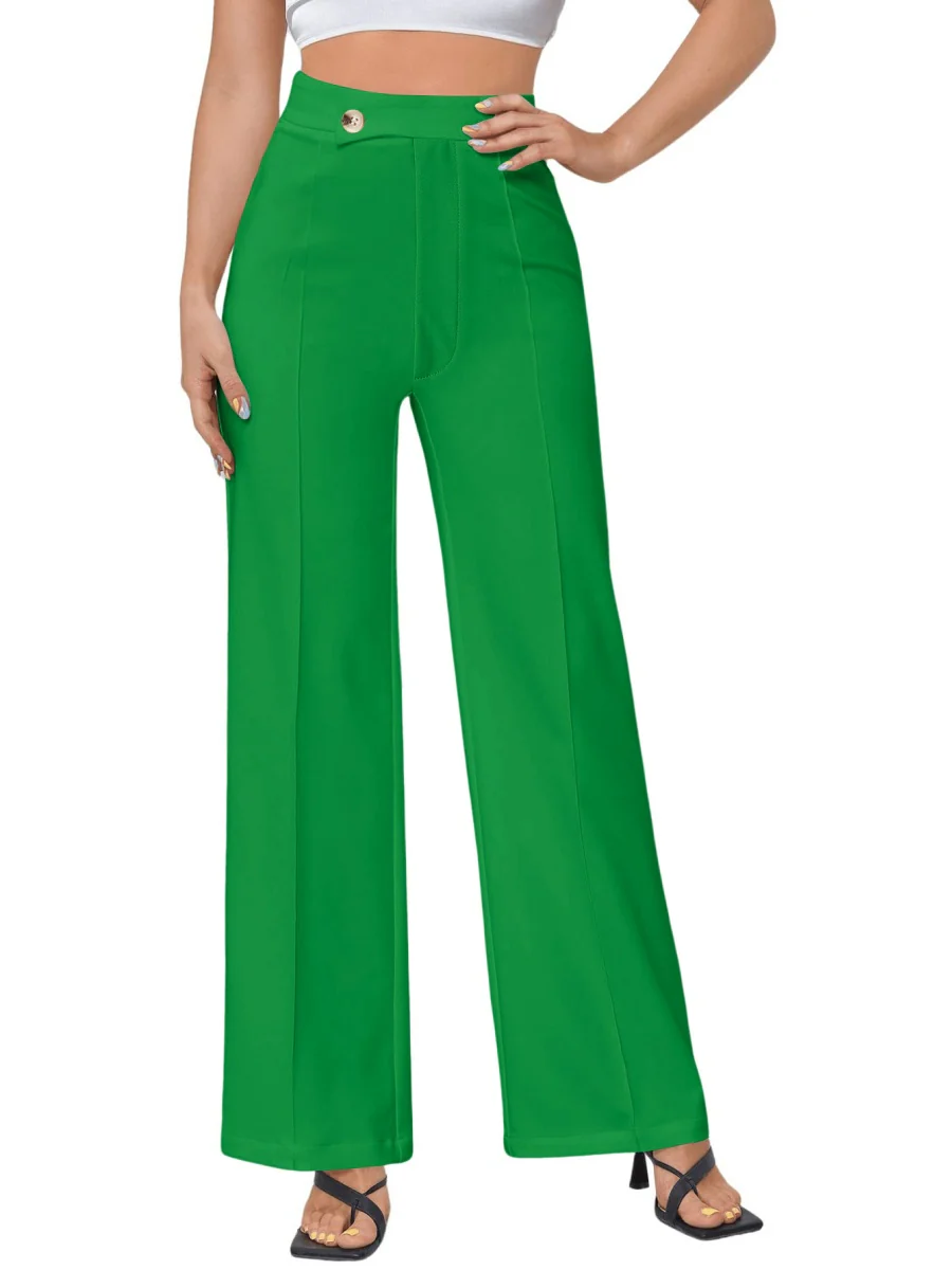 Mildly Spicy High Waist Buttons Wide-leg Pants Pants - Image 23