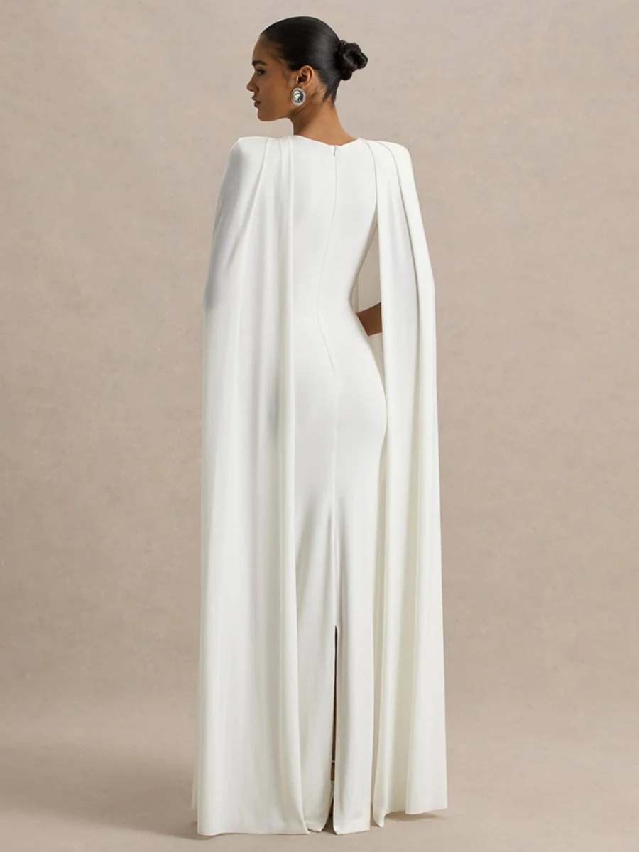 Cloak Style Longline Temperament Crew Neck Grace Maxi Dresses - Image 8